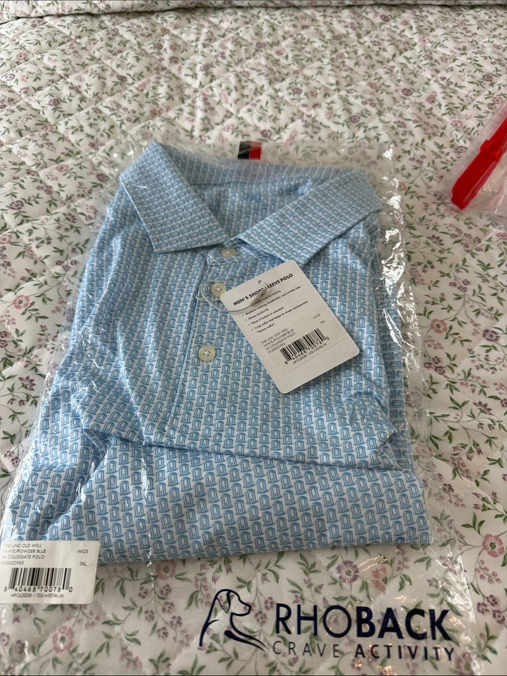 Rhoback Men’s Light Blue Geometric Polo